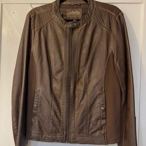 Sebby Brown Faux Leather Jacket